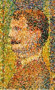 Georges Seurat Detail from La Parade  showing pointillism oil painting artist